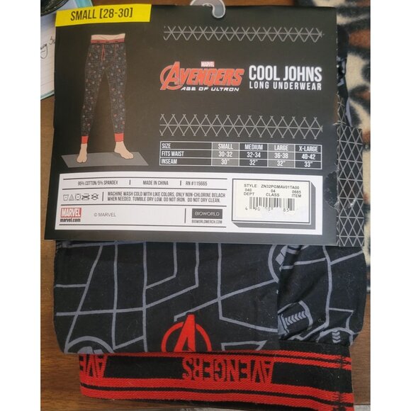 Marvel Avengers Small 28 30 Cool Johns Long Underwear Base Layer Age Ultron NEW - Picture 2 of 4